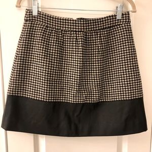 J.crew houndstooth mini skirt w/ faux leather trim